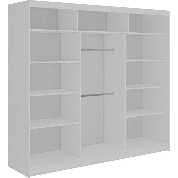 Moderner Schwebetürenschrank MACEDONIA, Kleiderschrank in Weiß Color, Breite 240 cm, minimalistisches Design, Inkl. Innenausstattung – Bild 4