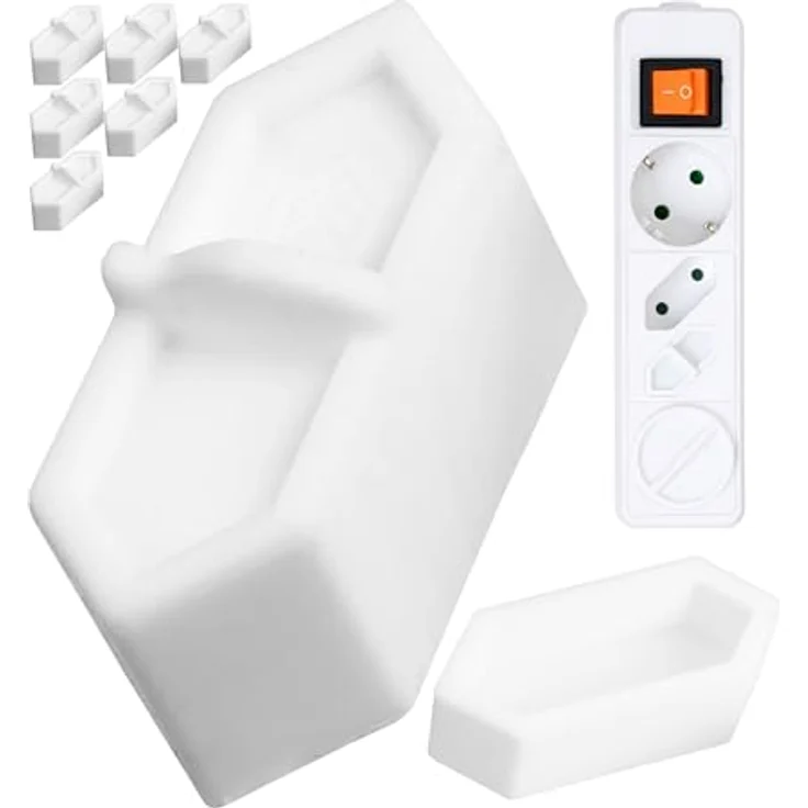 Steckdosen Abdeckung, 8 Stück, in Weiß, aus Silikon, Steckdosenschutz vor Spritzwasser, Staub, Deckel für Eurostecker Typ C Steckdose, Kappe für Öffnungen von Mehrfachstecker, Möbel Steckdosenleiste – Bild 2