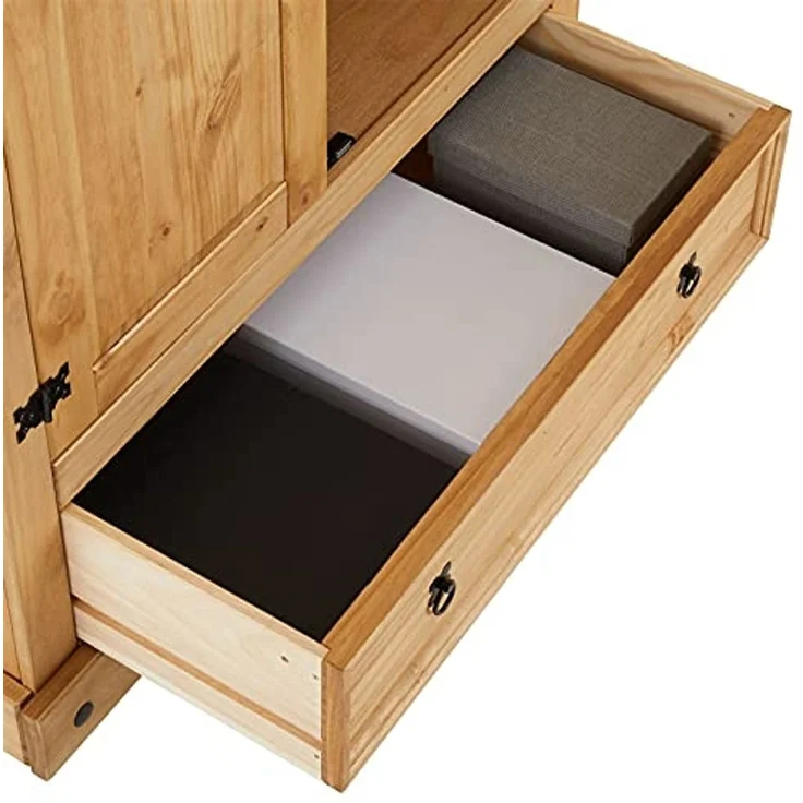 Kleiderschrank Salsa Garderobenschrank Mexiko Möbel Kiefer massiv, gebeizt/gewachst, 2 Türen und 1 Schublade – Bild 7