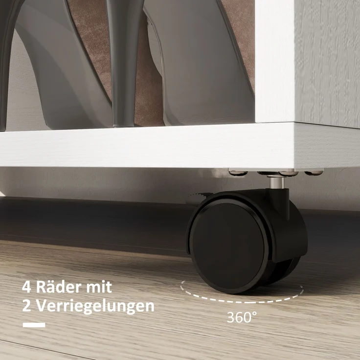 Kleiderschrank auf Rollen, mobile Garderobe, Garderobenschrank, Rollbarer Kleiderständer, 80 x 40 x 128 cm, Weiß--Weiß--128x40x80cm--YOUDENOVA – Bild 7