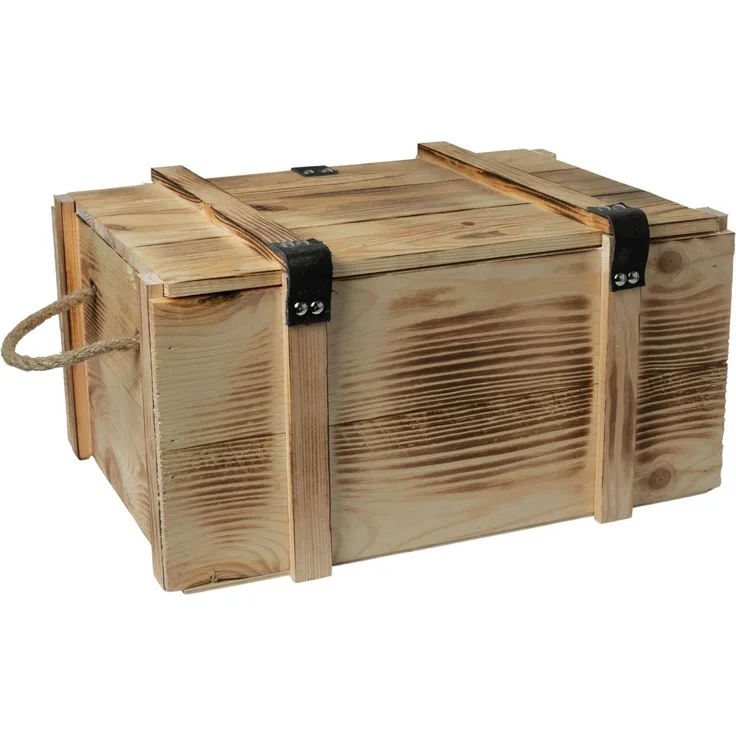 Kistenkolli Altes Land Allzweckkiste Weinbox 6er geflammt inkl. Holzwolle Weinkiste Geschenkekiste Holzkist (Spar-Set)