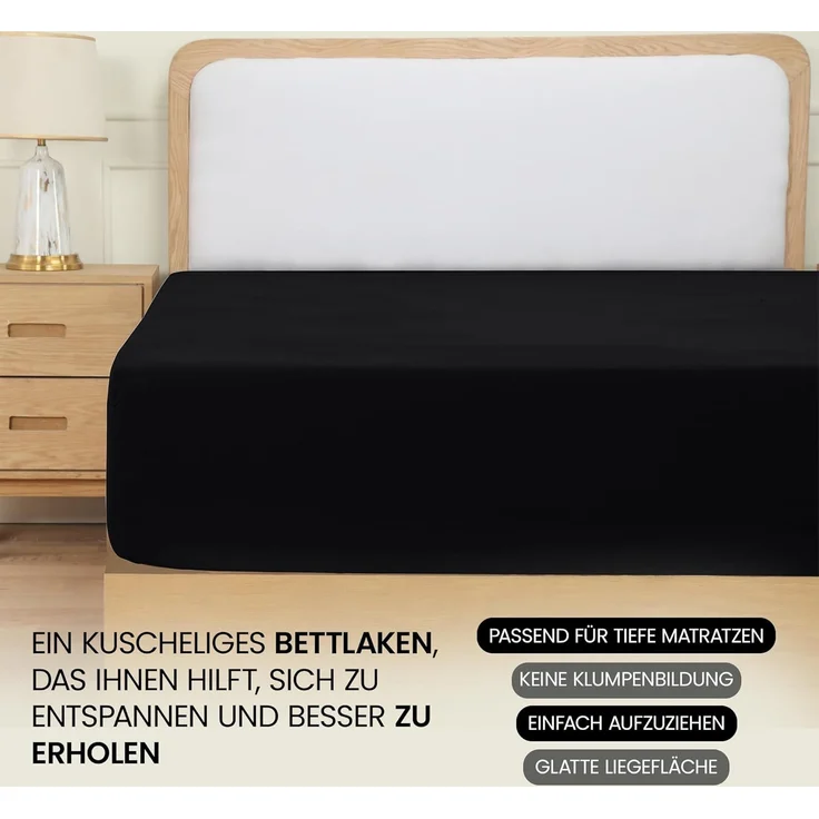 Utopia Bedding - Spannbettlaken 90x200 cm - Schwarz - Oeko-Tex Zertifiziertes Gebürstete Polyester-Mikrofaser Spannbetttuch - 35 cm Tiefe Tasche – Bild 6