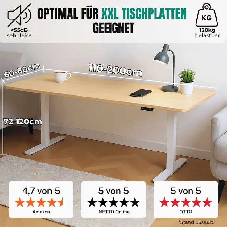 Albatros höhenverstellbares Schreibtisch Tischgestell elektrisch | LIFT S5 Weiß | Gestell, Tischbeine, Tischfüße Metall | Display | 120Kg belastbar – Bild 2