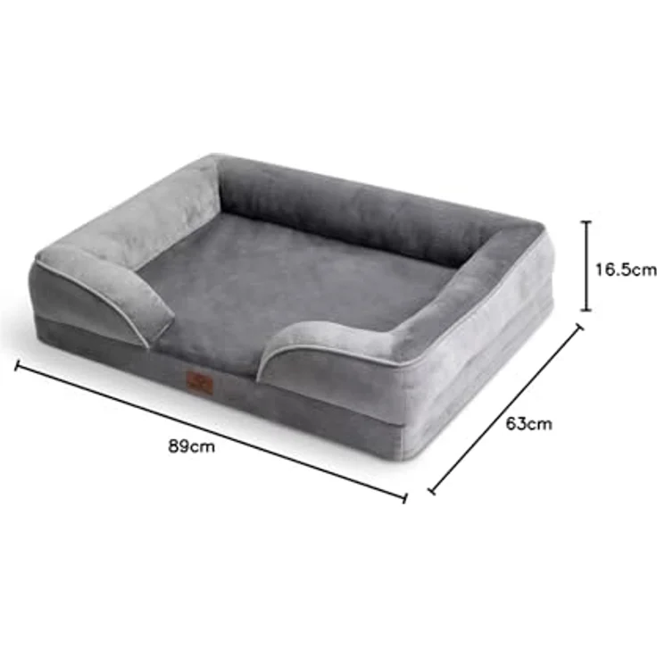 BEDSURE orthopädisches Hundebett Ergonomisches Hundesofa - 89x63 cm Hundecouch mit eierförmiger Kistenschaum für mittlere Hunde, waschbar rutschfest Hundebetten, grau – Bild 11