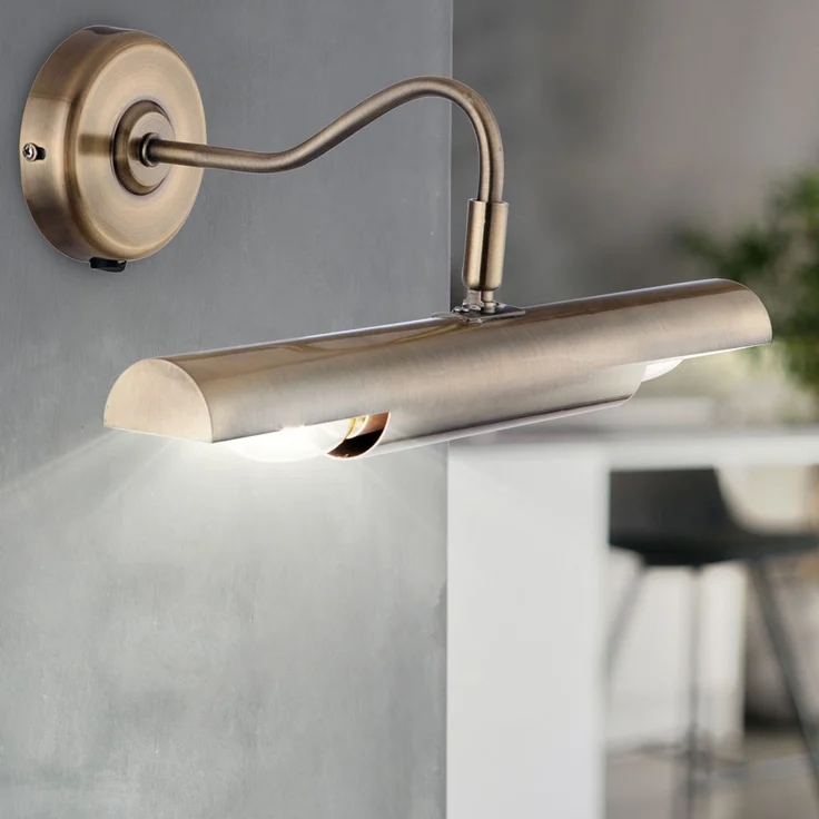 Wandlampe, Metall, Messing, verstellbar, L 36 cm – Bild 10