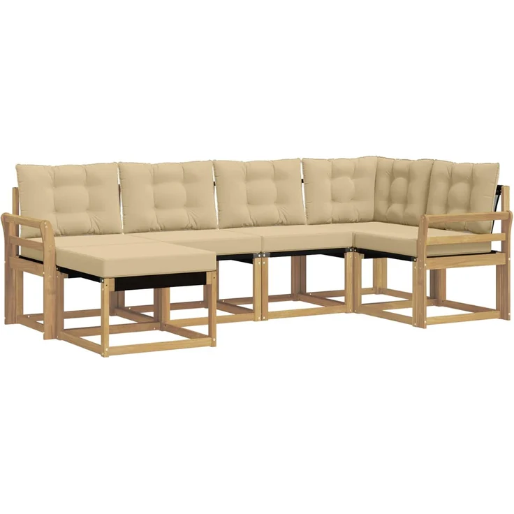 vidaXL Outdoor-Sofagarnitur 6 stk. 6-Sitzer Weiß und Beige 3389647 – Bild 2