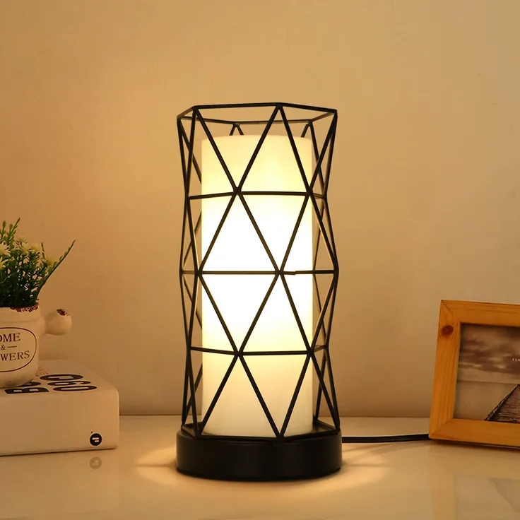 Goeco Tischleuchte Schwarz, 180cm Kabel Tischlampe Nachttischlampe Vintage Nordic Style für Partygeschenk, Schlafzimmer, mit Stecker und Schalter, E27 Birne nicht im Lieferumfang enthalten