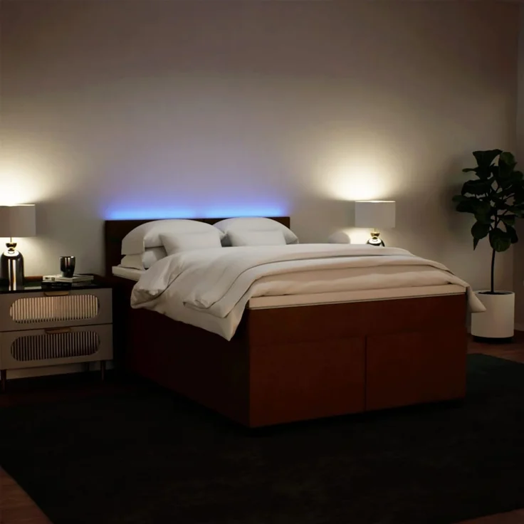 vidaXL Boxspringbett mit Matratze Rosa 140x200 cm Samt 3288629 – Bild 4
