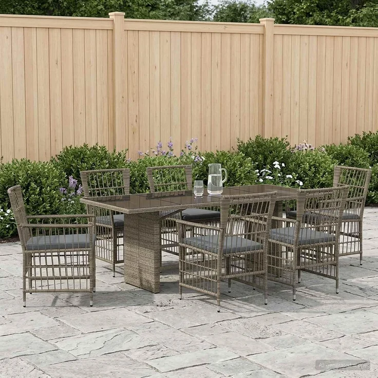 vidaXL Outdoor-Essgruppe 7 stk. Grau Poly-Rattan 3448950 – Bild 2