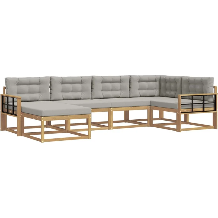 vidaXL Outdoor-Sofagarnitur 6 stk. 6-Sitzer Weiß und Hellgrau 3386700 – Bild 2