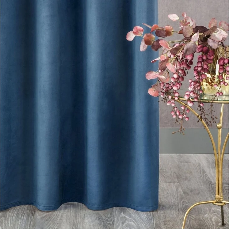 Design91 Samtvorhang, Ösen, Polyester blau, 140x250 cm – Bild 3