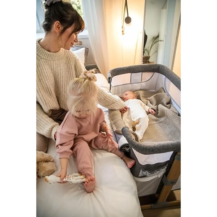 Momi SMARTBED 4-in-1 Kinderbeistellbetten bis 15 kg, Beistellbett für Babys mit Matratze, Höhenverstellbar – Bild 22