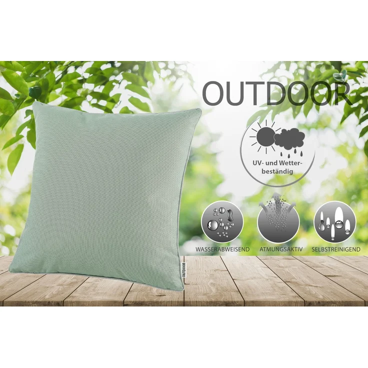 heimtexland ® OUTDOOR Lounge Dekokissen LOTUS EFFEKT wetterfest 45x45 Garten Kissen Outdoorkissen Typ551 dunkelgrau – Bild 2