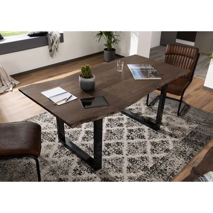 Baumtisch Akazie 220x100x76 grau Beine anthrazit glänzend FREEFORM 3 – Bild 8