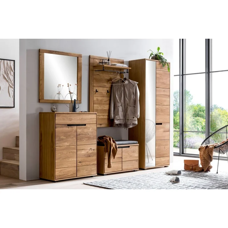 Linea Natura 'LOLA' Schuhkommode, Massivholz Eiche natur, 80 x 102 x 40 cm, mit Softclose und Schublade – Bild 3