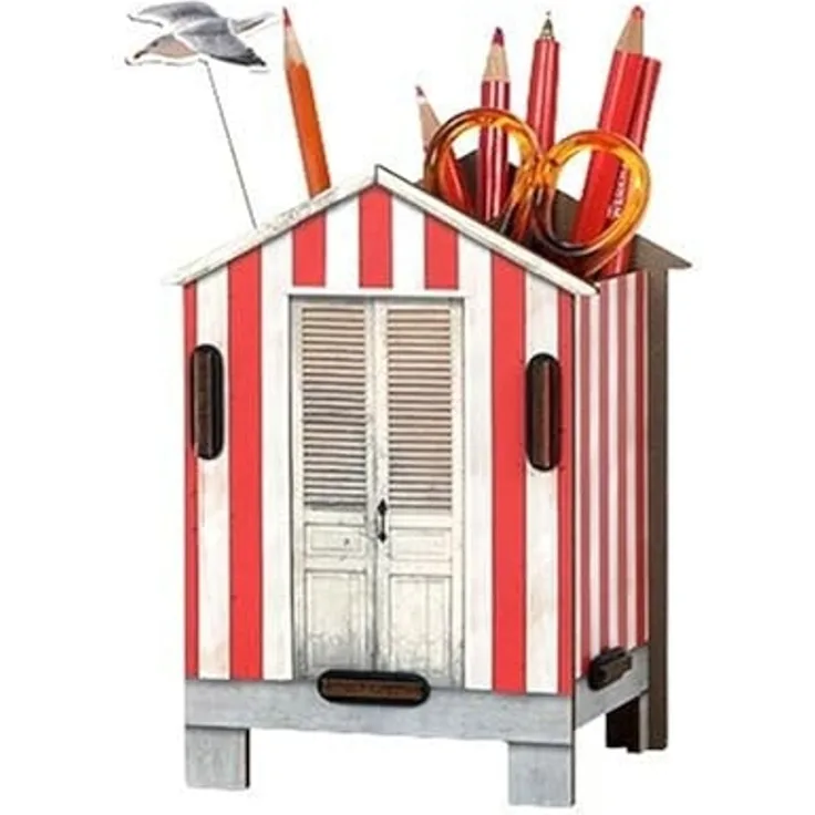 Werkhaus - Stiftebox "Strandhaus" Stiftehalter Stifteköcher rot we3919