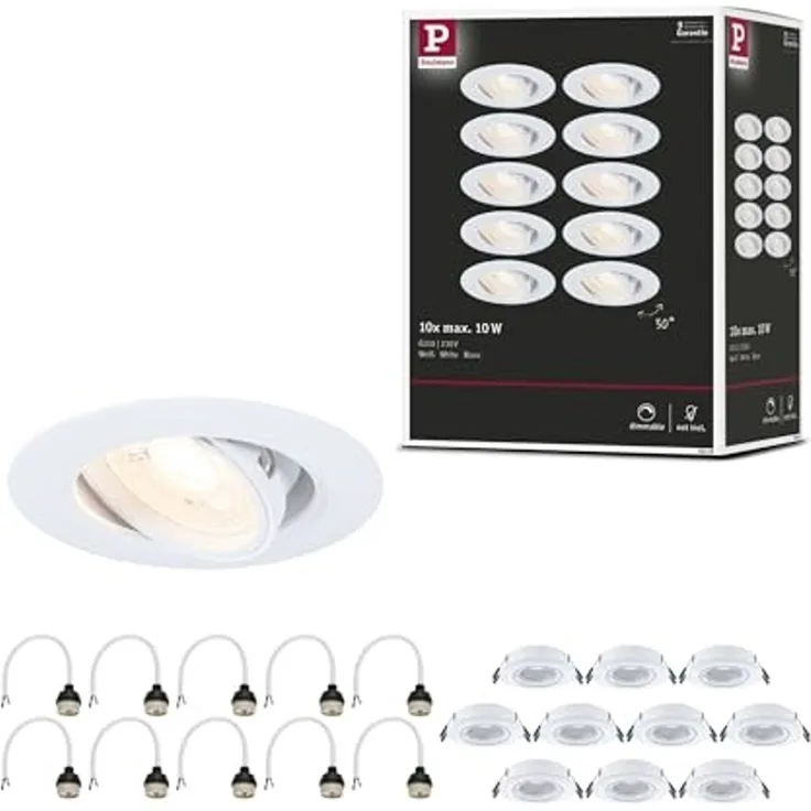 Paulmann 92115 Einbauleuchte rund 90mm 10er-Set Weiß schwenkbar