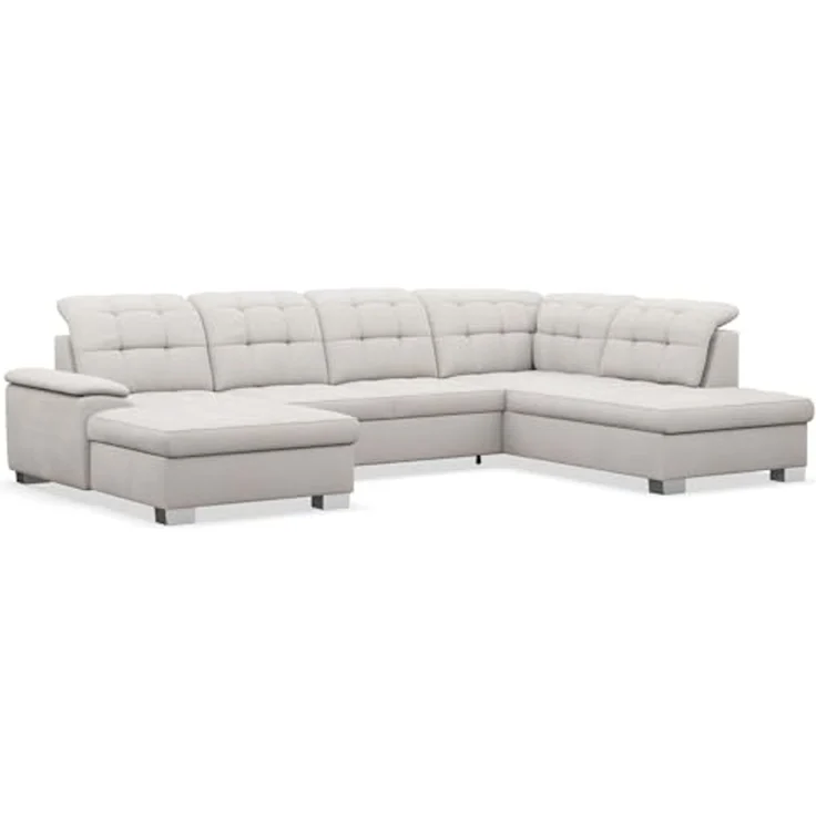 Selsey Ecksofa 330 x 212 cm U-Form Creme Modular Couch Sofa Mit Schlaffunktion Ottomane Sofa Mit Stauraum/Bettkasten verstellbare Kopfstützen Wasserabweisend, Abriebfest Linkse Seite – Bild 4