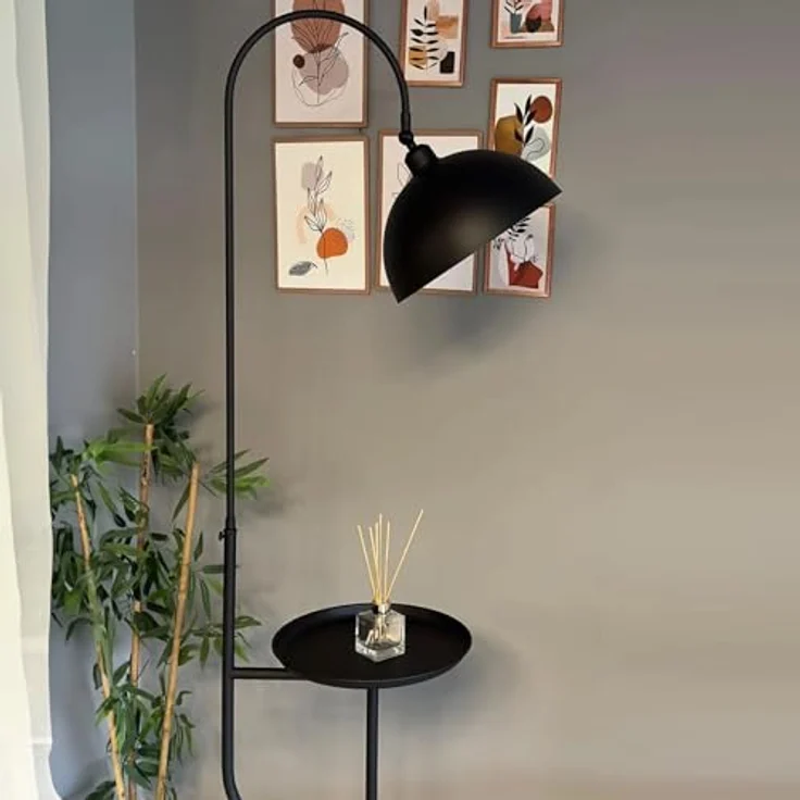Bamyum Stehlampe Moderne Stehlampe aus Metall mit E27, verstellbarer Lampenschirm, ohne Leuchtmittel, E27, verstellbarer Lampenschirm, Stehluchte mit Ablage – Bild 4