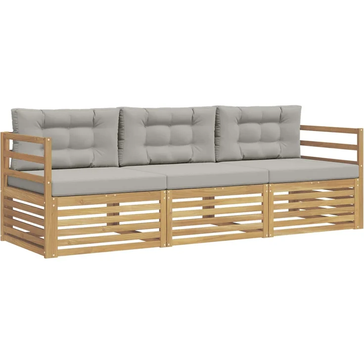 vidaXL Outdoor-Sofagarnitur 3 stk. 3-Sitzer Weiß und Hellgrau 3389946 – Bild 2