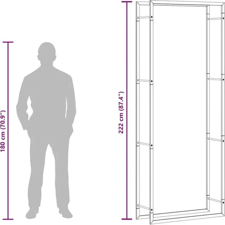vidaXL Brennholzregal Mattschwarz 80 x 28 x 222 cm Stahl 350309 – Bild 11