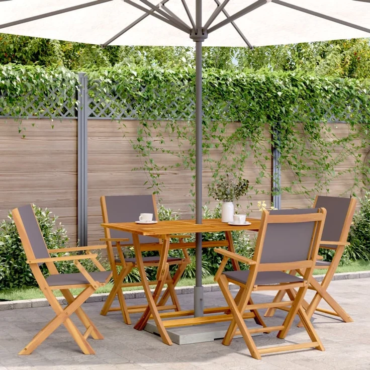 vidaXL Gartenstühle 4 Stk. Klappbar Anthrazit Stoff und Massivholz 3214577 – Bild 1