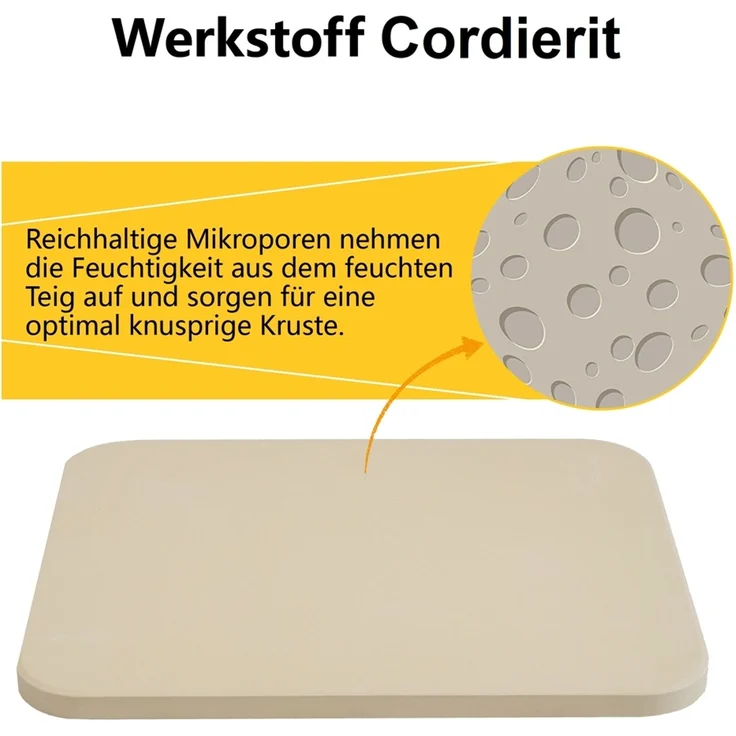 Pizzastein Brotbackstein Steinofen Cordierit 30x38 cm Beige Gasgrill Pizza Stone – Bild 5