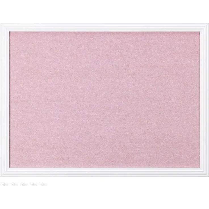 Navaris Memoboard Memoboard mit Leinenoberfläche - Memoboard 58x43 cm Leinen - Weiß Rosa, (1-tlg) – Bild 4