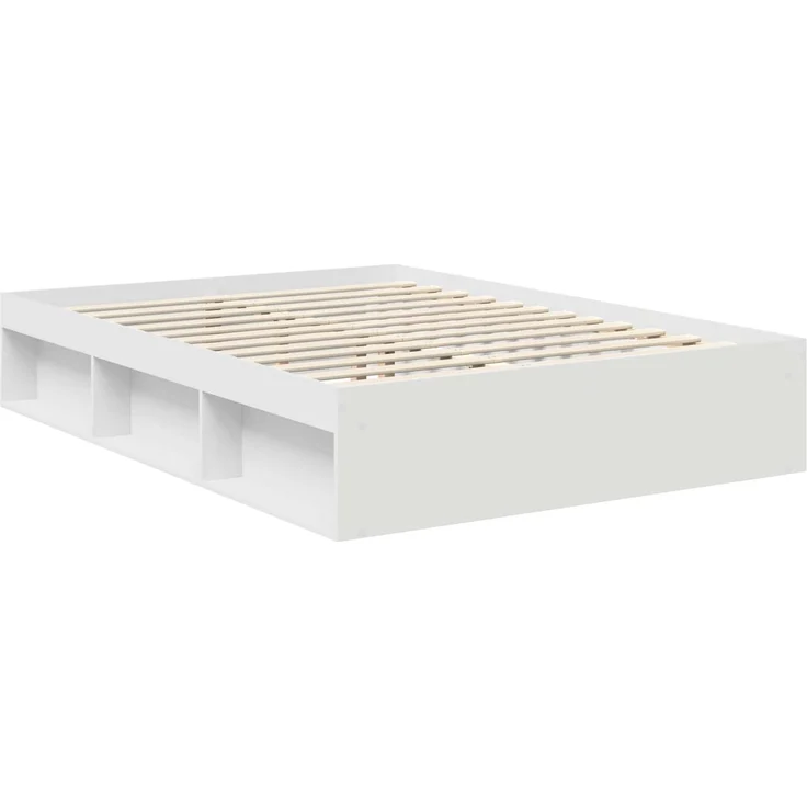 vidaXL Bettrahmen mit Kopfteil Weiß 135 x 190 cm Massives Kiefernholz 3411752 – Bild 4