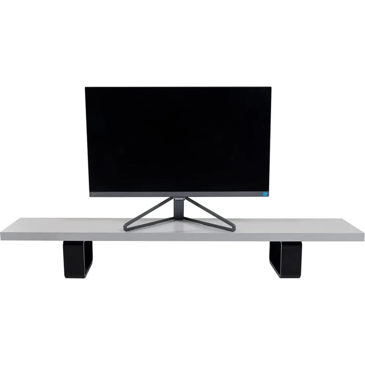 Schreibtisch Nuvi, 160 cm x 80 cm x 75 cm, grau Dekor inkl. Kabelkanal und Monitorständer – Bild 10