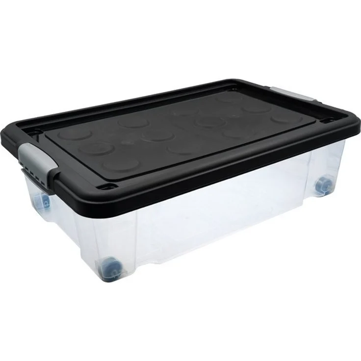 hrb Unterbettkommode transparente Aufbewahrungsbox Rollbar Unterbettbox mit Deckel Click (1 St) – Bild 4