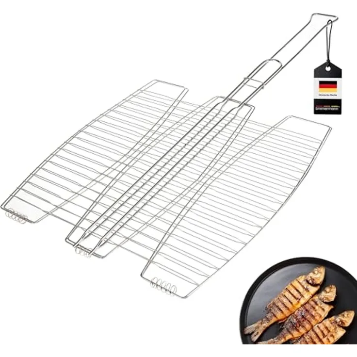 bremermann Grillguthalter Fischgriller 3fach // Edelstahl // ca. 65 x 39,5 cm // Fischbräter