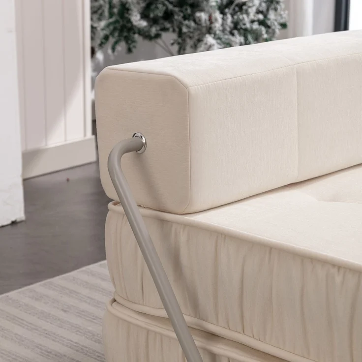 ZUBALIYA SchlafSofa mit Chenille - Bezug, modular aufgebaut, mit Schaumstoffpolsterung, mit rutschfester Basis, Weiß – Bild 8