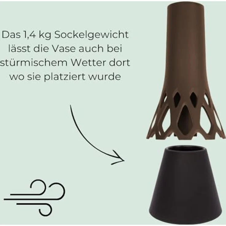 GarPet 2er Set Grabvase mit Sockel, frostsicher und stabil, 1 L Fassungsvermögen, Bronze – Bild 5
