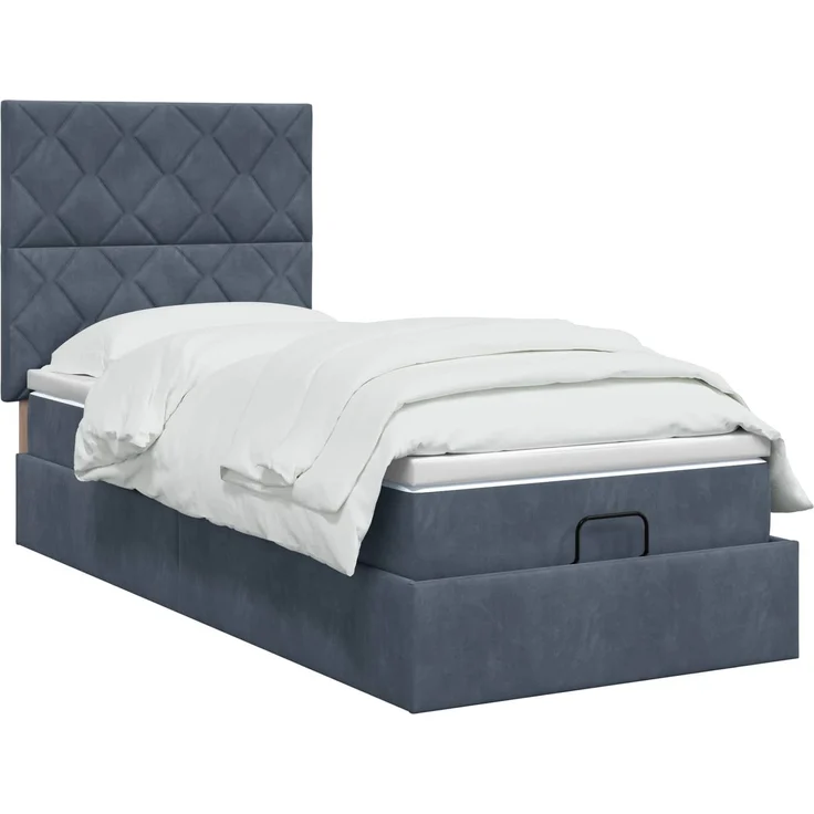 vidaXL Ottoman Bett mit Matratze Dunkelgrau 90 x 190 cm Samt 3457762 – Bild 3