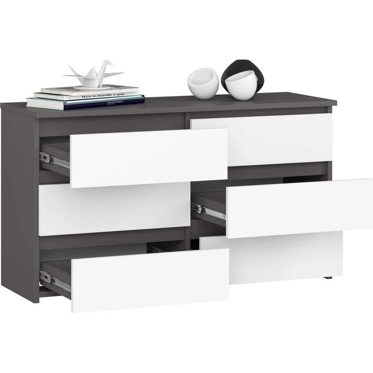 Raumhirsch Furniture Kommode Elegante Kommode in graphitgrau - Praktisches Sideboard - 6 Schubladen, (viele Farbvarianten - Maße: 100 x 57 x 35 cm) - Hochwertig & stabil – Bild 2