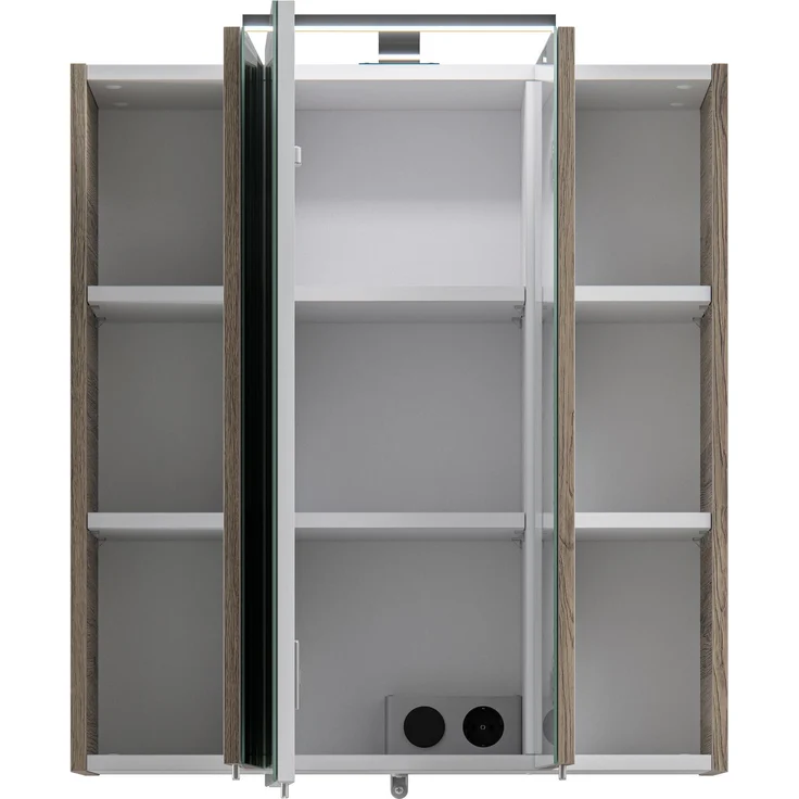 Pelipal Badmöbel-Set Quickset 313, Sanremo Eiche - Keramikwaschtisch, Waschtischunterschrank, Spiegelschrank, Unterschrank, Unterschrank – Bild 4