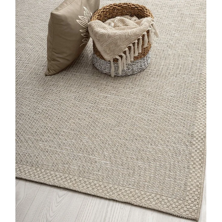 the carpet Calgary - robuster Outdoor Teppich, Flachgewebe, modernes Design, ideal für Küche und Esszimmer, Vintage-Optik, Boho-Style, auch für den Außenbereich, Beige-Grau, 160x220 cm – Bild 4