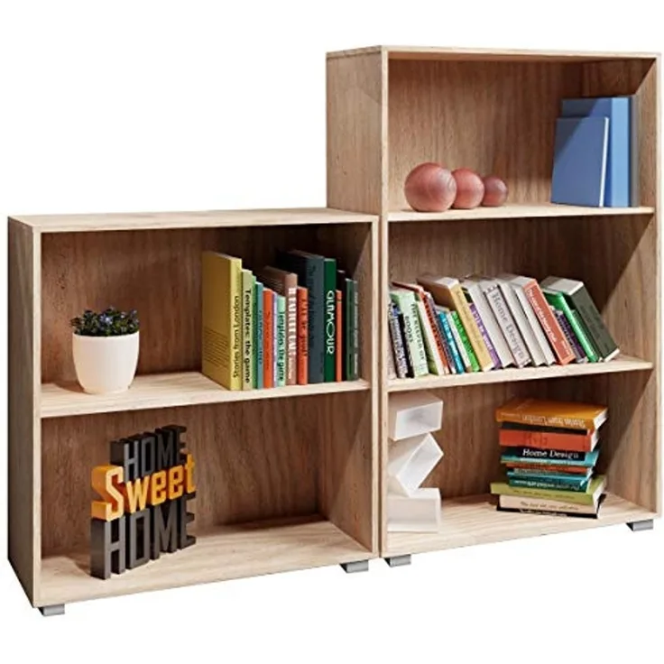 Casaria Bücherregal Vela, Eiche Holz 2+3 Fächer Set Kinder Standregal Küche Büroregal für Ordner