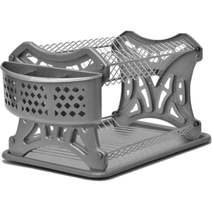 DanDiBo Abtropfgestell Geschirr 2 Etagen Abtropfständer 72424 Abtropfkorb Abtropfgitter Abtropfschale Tellertrockner mit Untersetzer und Besteckkorb