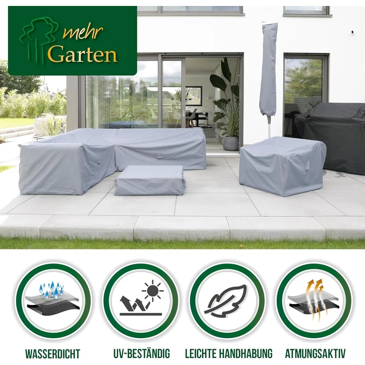 mehr Garten Gartenmöbel-Schutzhülle Protect, Premium PROTECT Eck-Lounge-Abdeckung asymmetrisch Ottomane links, 237( – Bild 3