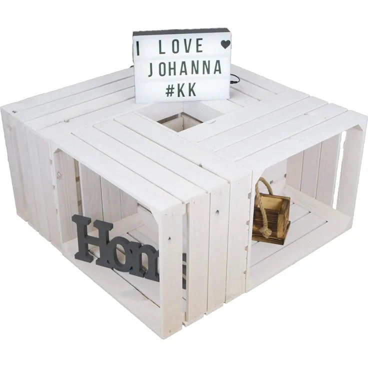 Kistenkolli Altes Land Allzweckkiste 4 Stück neue Obstkisten "Johanna" weiss lasiert Holzkisten Apfelkisten (Spar-Set)