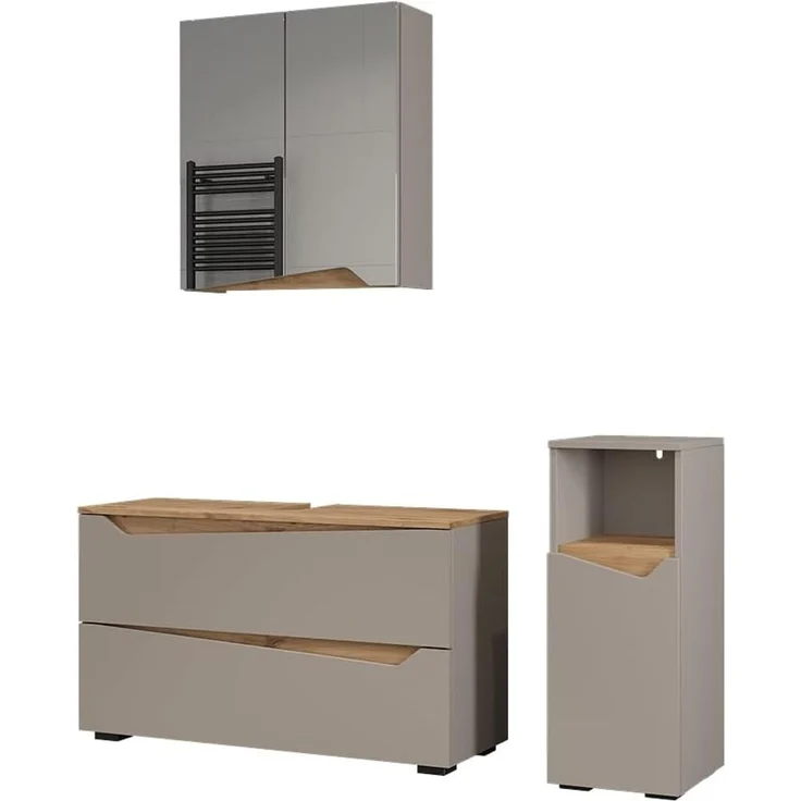 Badmöbel-Set Marelle Greige/Artisan-Eiche 3-teilig Vicco – Bild 1