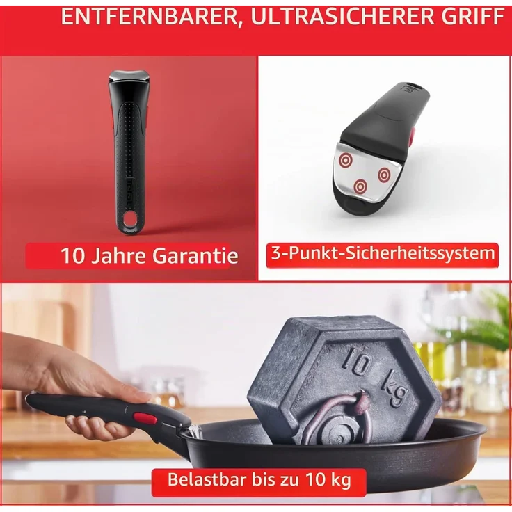 Tefal Topf-Set Tefal Ingenio Emotion Kochgeschirr, 13-teilig, Edelstahl, stapelbar, Edelstahl (13-tlg), Titanium X2 Beschichtung – Bild 5
