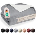 Blumtal Premium Sherpa Kuscheldecke 220x240 cm - warme Decke Oeko-TEX® zertifizierte Dicke Sofadecke, Tagesdecke oder Wohnzimmerdecke, Grau