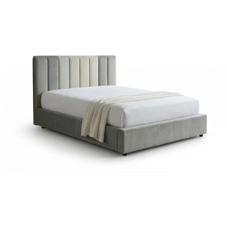 KAWOLA Bett CATTURA Polsterbett Velvet grau 140x200cm mit Lattenrost – Bild 3