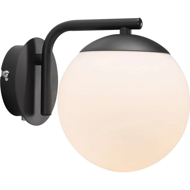 Wandlampe schwarz Opalglas Kugel Nordlux Grant mit E14 Fassung