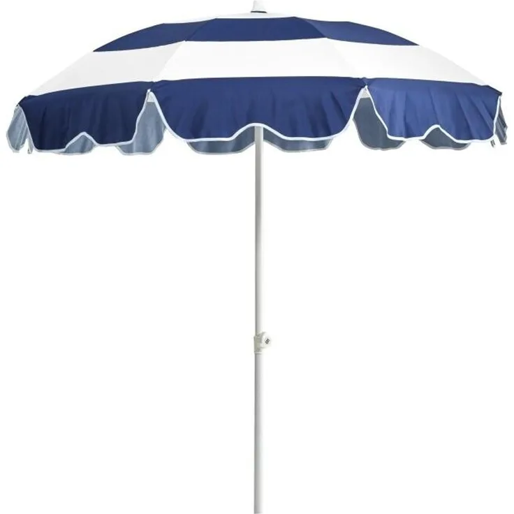 Sonnenschirm Follina aus robustem Polyester, modern neigbar, rund, blau weiß, Ø 180 cm