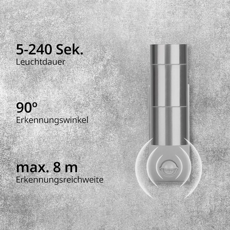 Grafner Außen-Wandleuchte Wandlampe mit Bewegungsmelder Edelstahl Up&Down 26APIR, Bewegungsmelder, ohne Leuchtmittel, Je nach Leuchtmittel – Bild 7