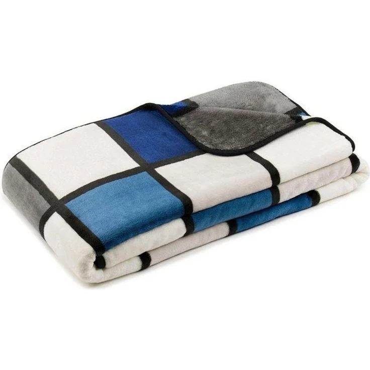 Gözze - Weiche Kuscheldecke, Cashmere Feeling, Hohes Stoffgewicht 500 g/m², Antigua, 150x200 cm - Blau/Silber/Weiß – Bild 4